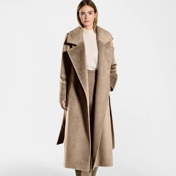 Brand New SENTALER SURI ALPACA LONG NOTCHED COLLAR WRAP COAT - Picture 1 of 3